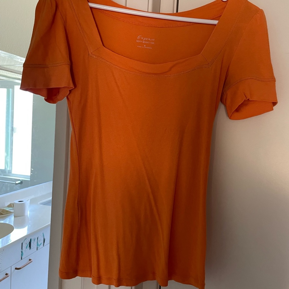Express Women's Square Neck Orange Top